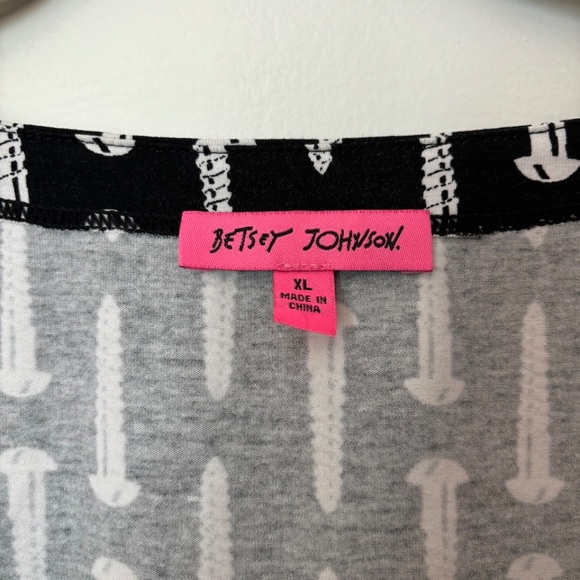 Betsey Johnson - XL- Lycra Snap Up Puff Shoulder Long Sleeve Crop Shirt - Picture 3 of 5